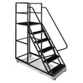 UTHCLO 6 Step Rolling Ladder with Handrails & Guardrails 1213 LBS Capacity Mobile Warehouse Stairs Ladder for High Shelves Warehouses Librarie 4.27ft