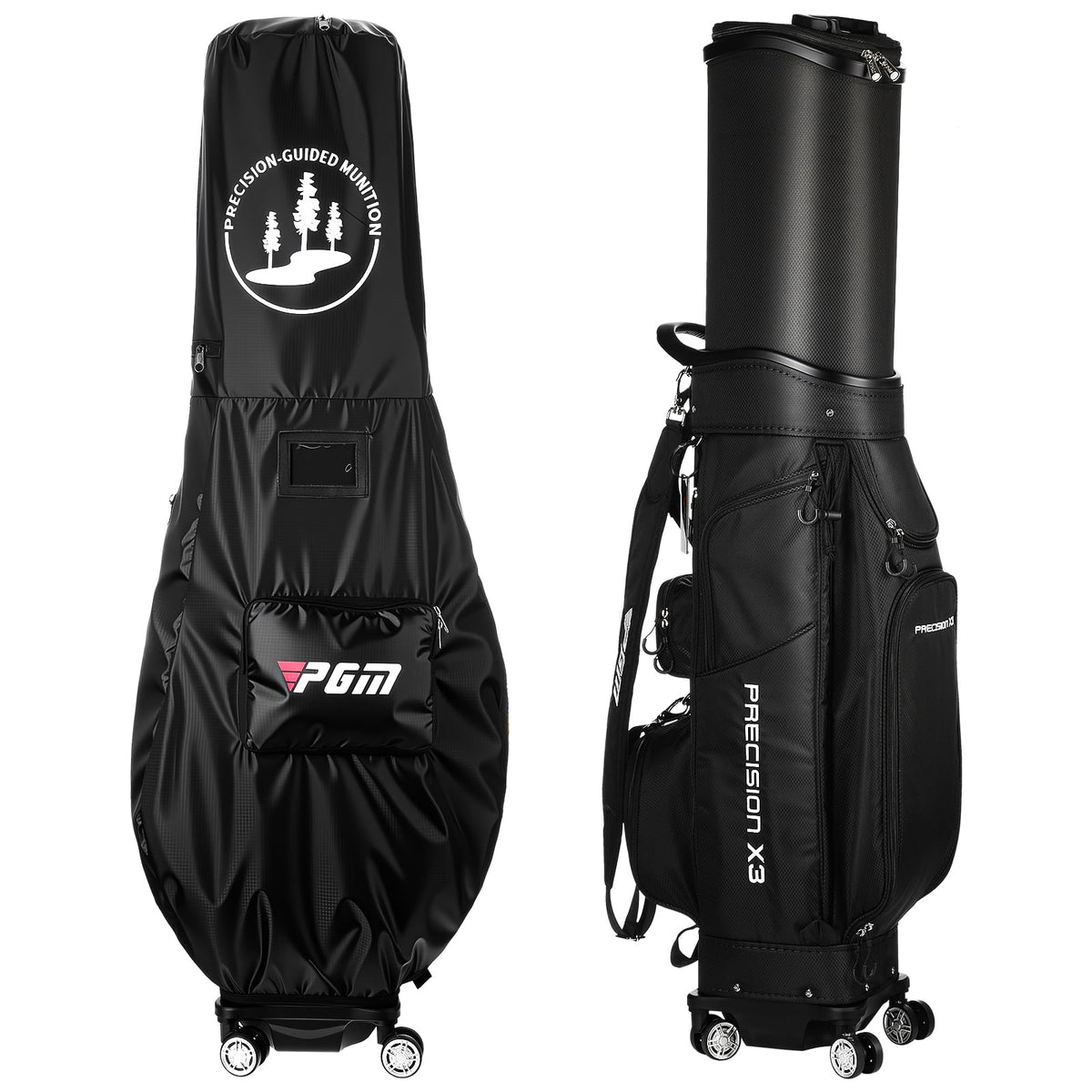 UTHCLO Golf Cart Bag Easy to Carry Retractable Golf Club Cart Bag with Locking Wheels Chassis and Integrated Handgrip