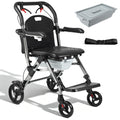 UTHCLO 3-in-1 Bedside Commode Shower Chair Rolling Toilet Chair with Lockable Wheels & Detachable Bucket - Portable for Adult Disabled Elderly Seniors Supports 330 lbs