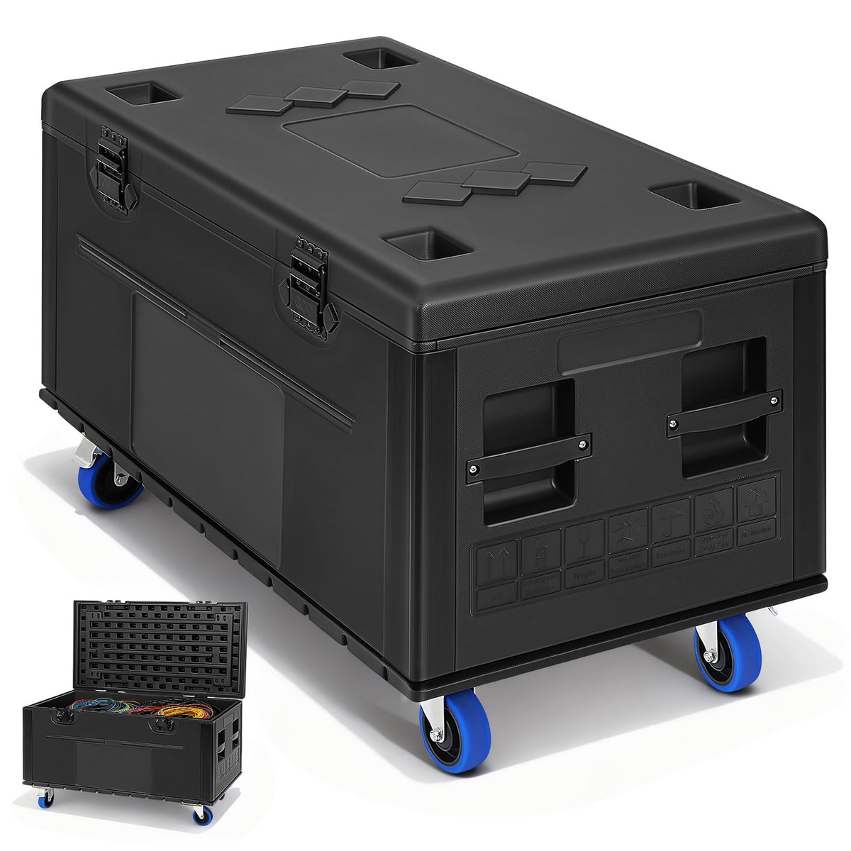 UTHCLO Cable Trunk 44"x22" ATA Road Case, Heavy Duty Utility Road Trunk Flight Case with Wheels Size Transport for Audio & DJ Equipment Storage Black