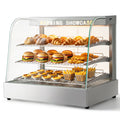 UTHCLO 26" Countertop Food Warmer Display Case 3 Shelf Hot Warming Showcase with Back Sliding Door and Water Tray Sliver