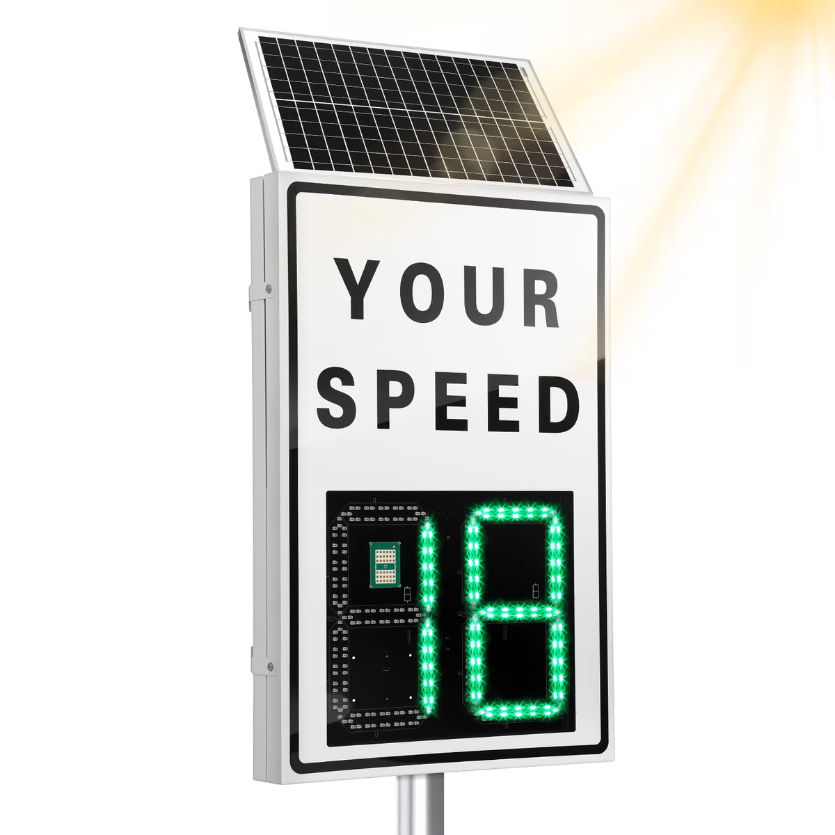 UTHCLO 35.4" X 23.6" Solar Powered Feedback Sign Speed Limit Sign Solar with Instant Feedback and Remote Control 656ft Detection Ip65