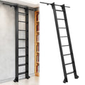 UTHCLO 96" Rolling Library Ladder Kit - 4FT Wall Track System with Brake Wheels 450lb Heavy Duty Black Sliding Ladder for Warehouse Loft Bookcase & Office Storage