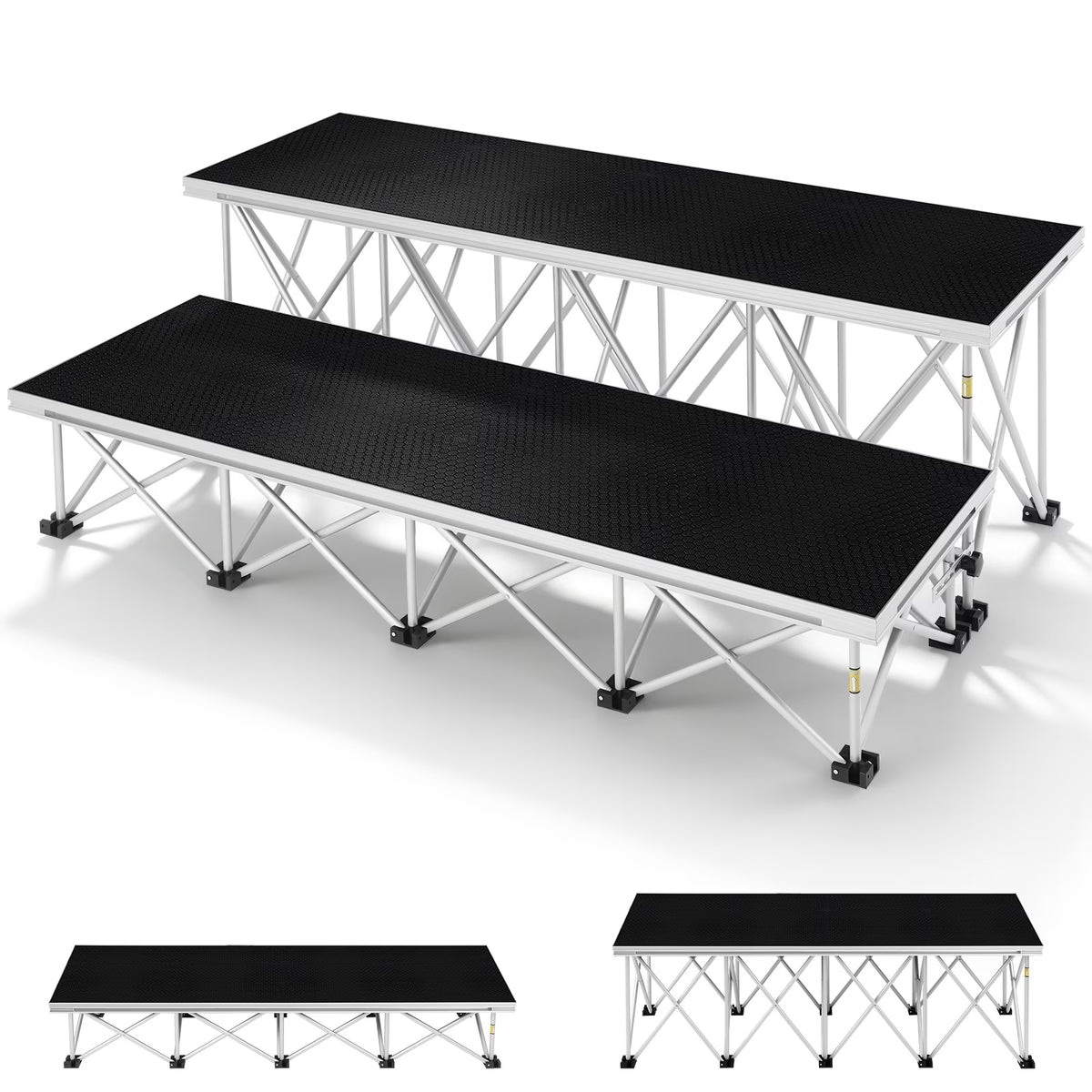 UTHCLO Folding Portable Stage stairs Two-Level Staircase for 24" & 16"High Stage | 8" & 16" High Risers